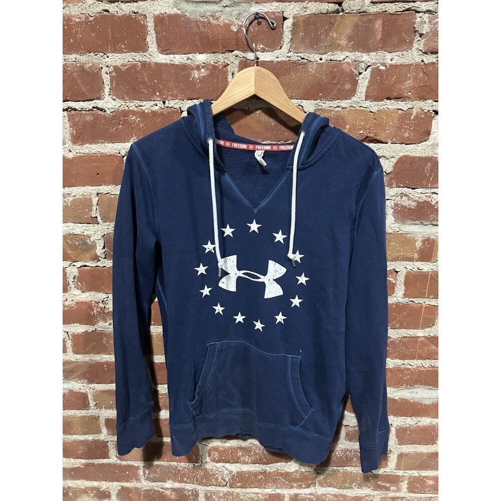 Under Armour Womens Blue Freedom Pullover Hooded Sweatshirt Size Small